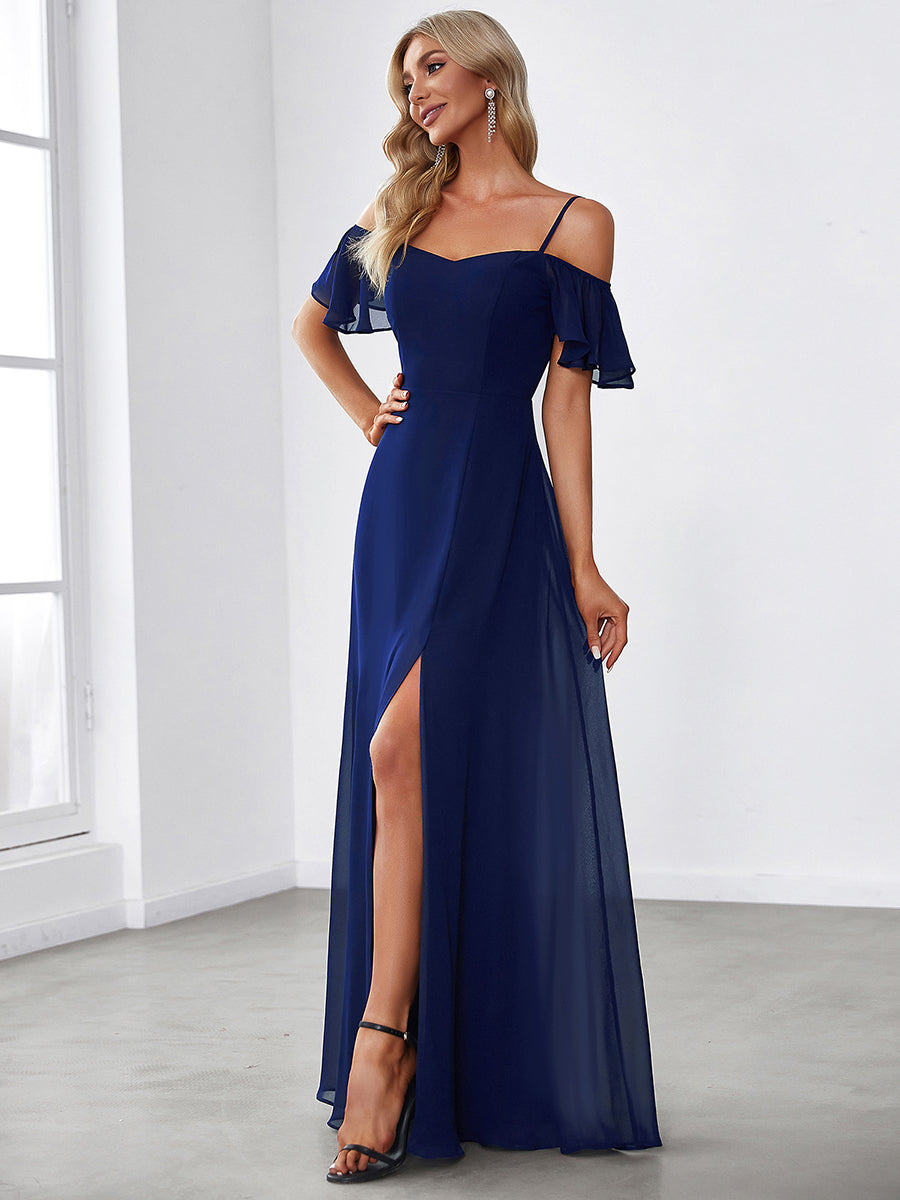 Taille personnalisée Robe de soirée sexy à épaules dénudées et à encolure en V #Couleur_Bleu Royal