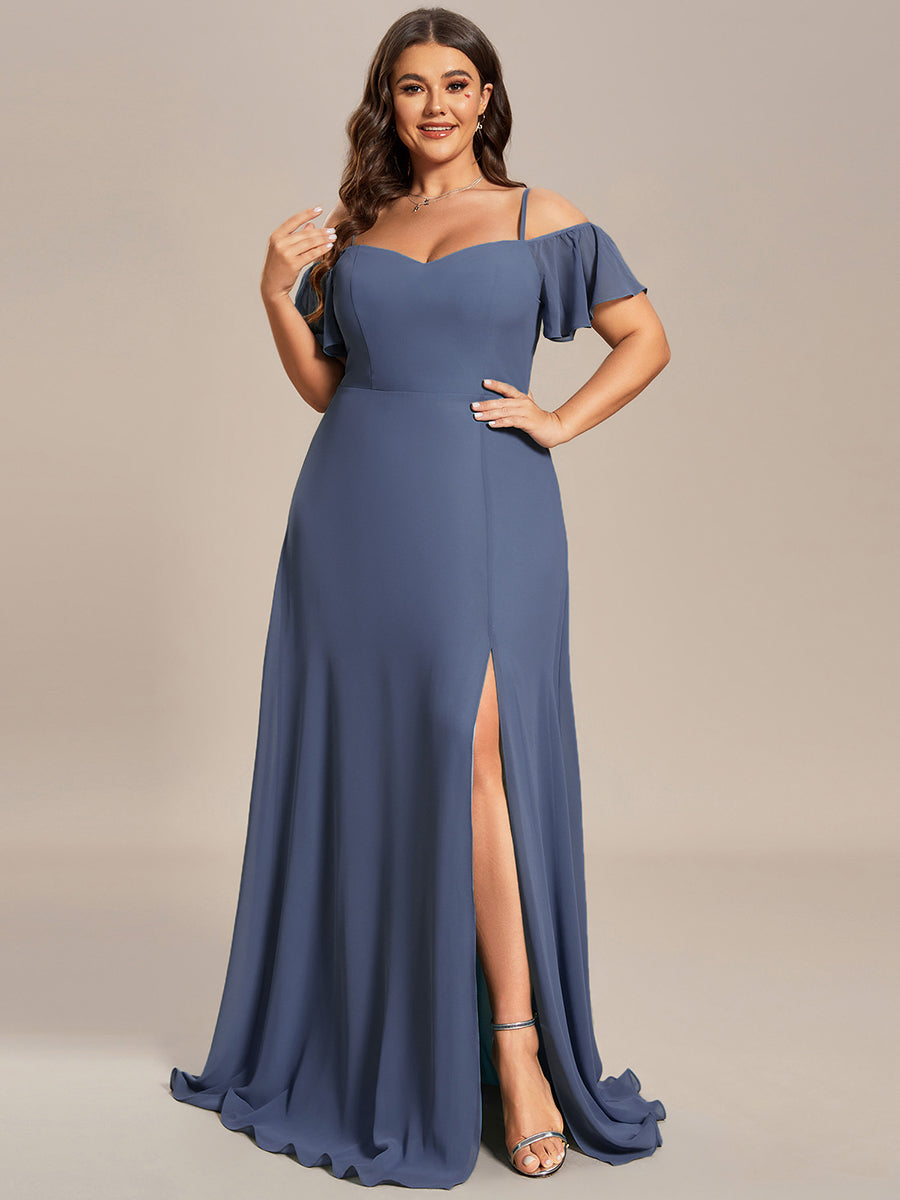 Taille personnalisée Robe de soirée sexy à épaules dénudées et à encolure en V #Couleur_Orage