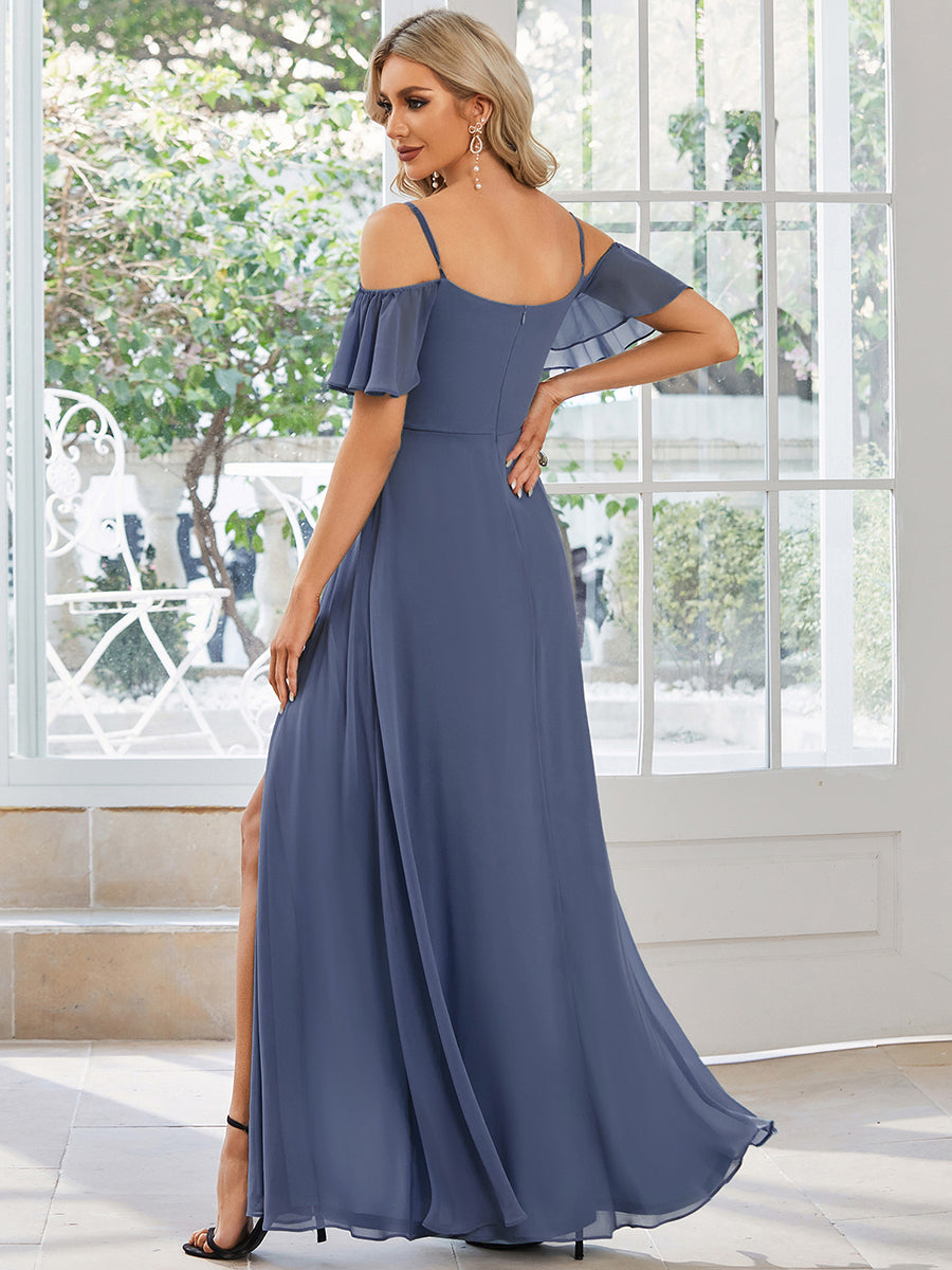 Taille personnalisée Robe de soirée sexy à épaules dénudées et à encolure en V #Couleur_Orage