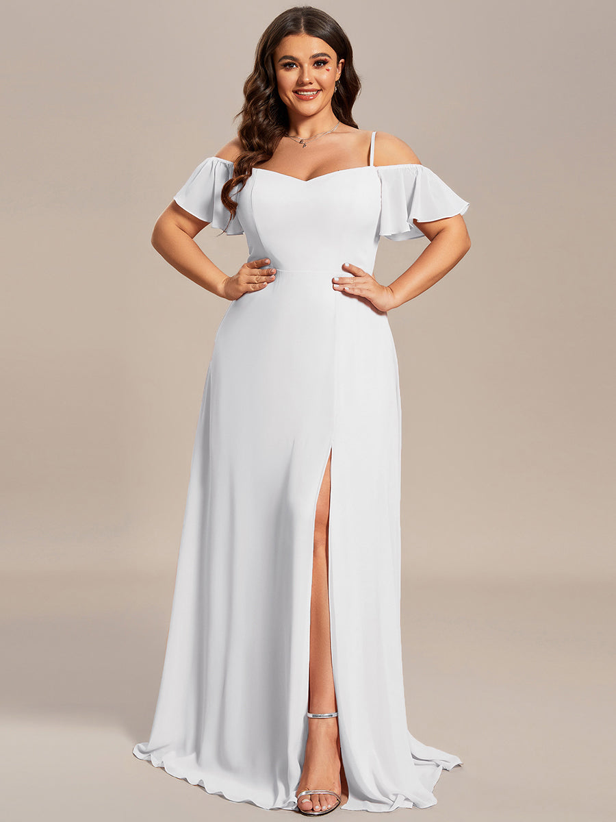 Taille personnalisée Robe de soirée sexy à épaules dénudées et à encolure en V #Couleur_Blanc