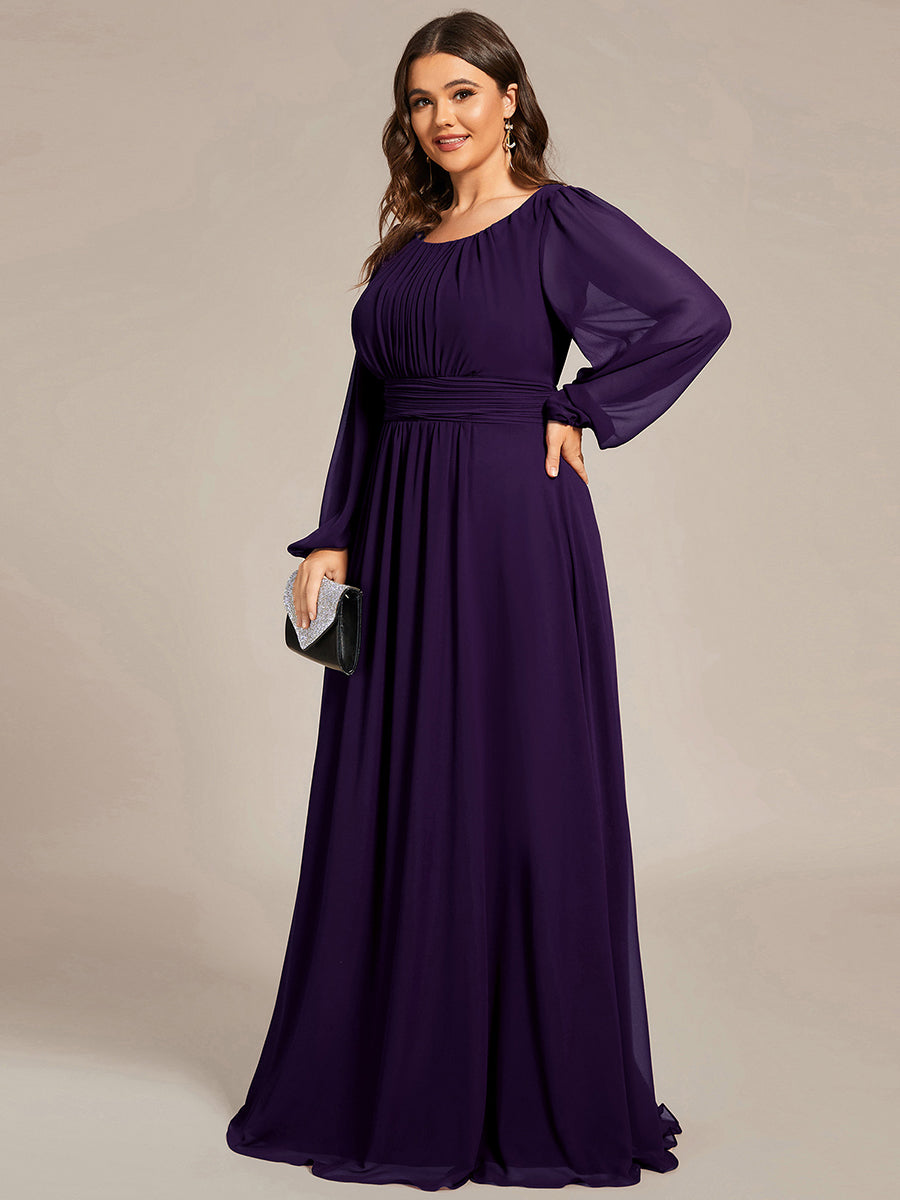 Taille personnalisée Robe demoiselle d'honneur en mousseline à taille haute Manches bouffantes #Couleur_Violet Fonce