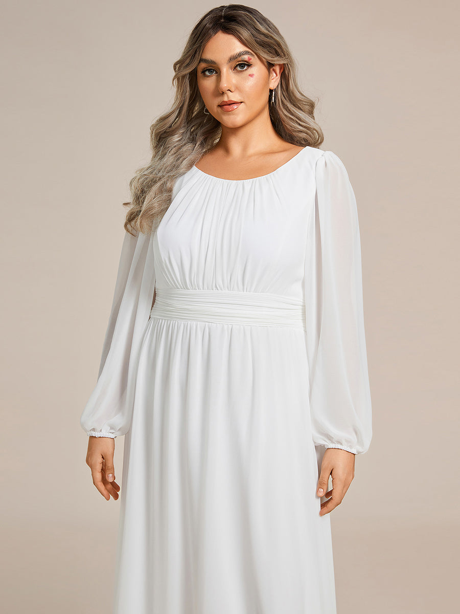 Taille personnalisée Robe demoiselle d'honneur en mousseline à taille haute Manches bouffantes #Couleur_Blanc