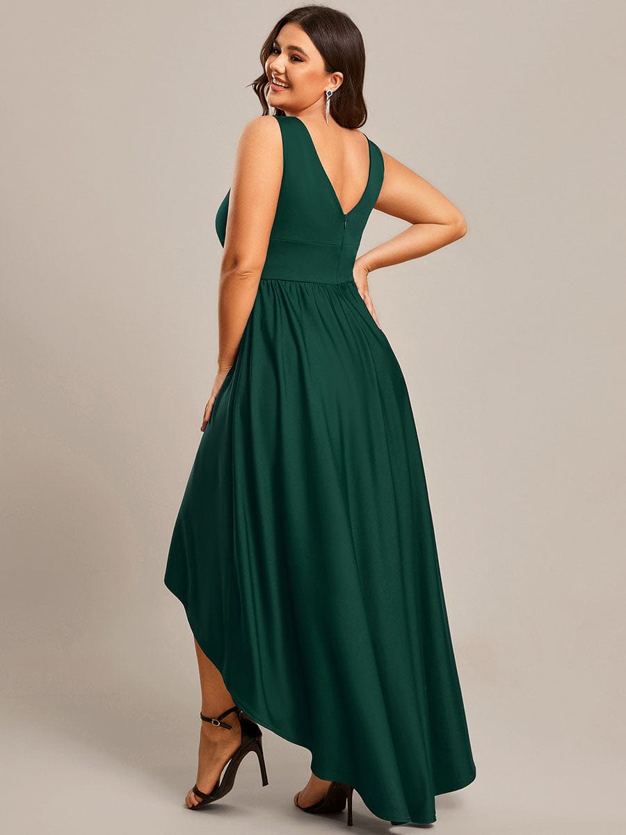 Robe Demoiselle d'honneur Taille Empire Sans Manches Haute-basse Grande Taille #Couleur_Vert Fonce