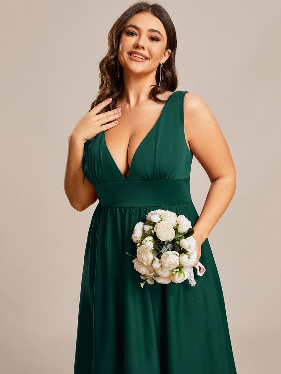 Robe Demoiselle d'honneur Taille Empire Sans Manches Haute-basse Grande Taille #Couleur_Vert Fonce