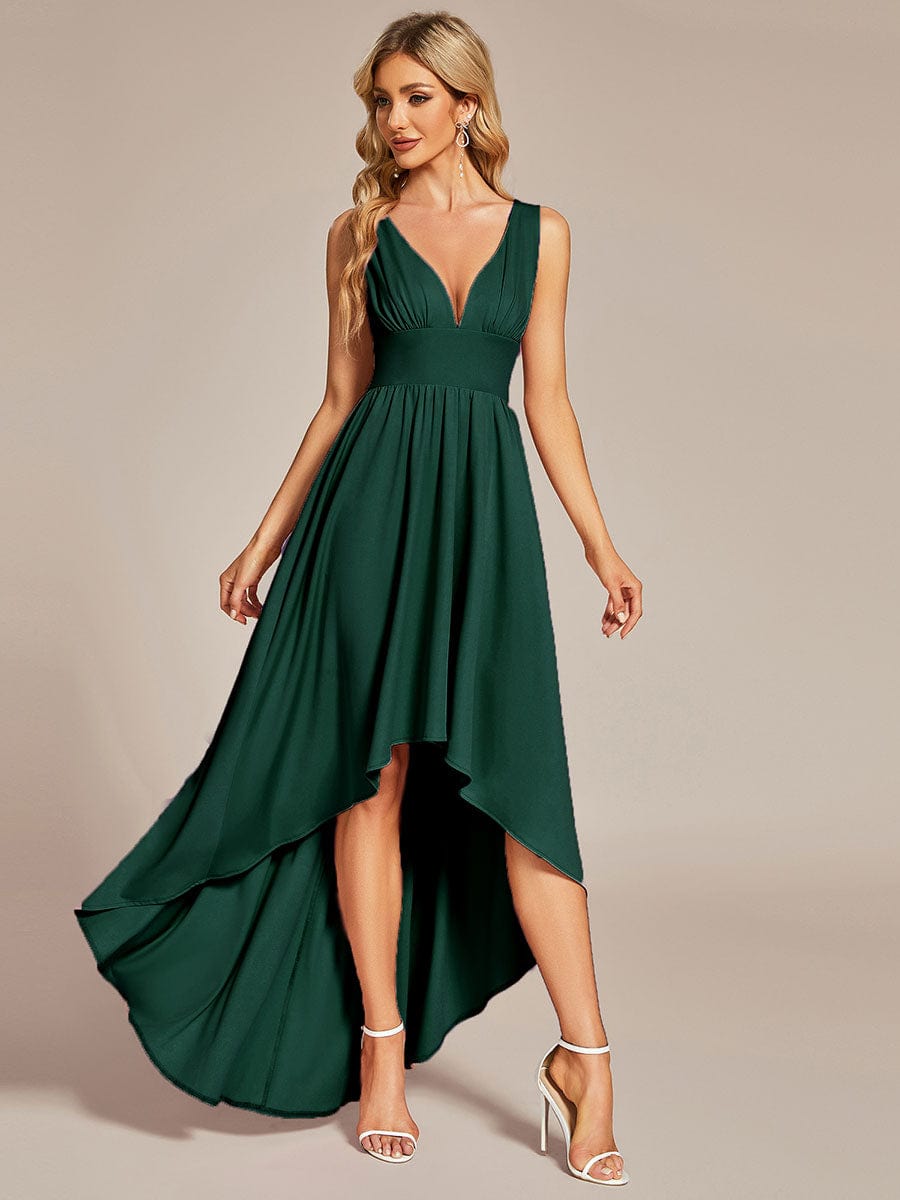 Robe Demoiselle d'honneur élégante Taille Empire Sans Manches #Couleur_Vert Fonce