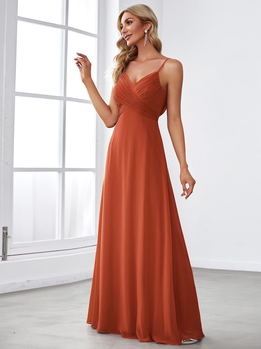 Taille personnalisée Robe demoiselle d'honneur drapée au dos décolleté en cœur #Couleur_Burnt Orange