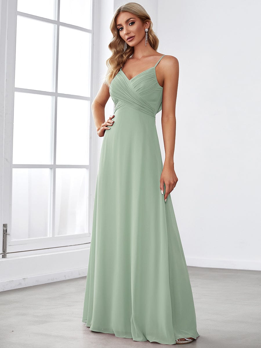 Taille personnalisée Robe demoiselle d'honneur drapée au dos décolleté en cœur #Couleur_Menthe Verte