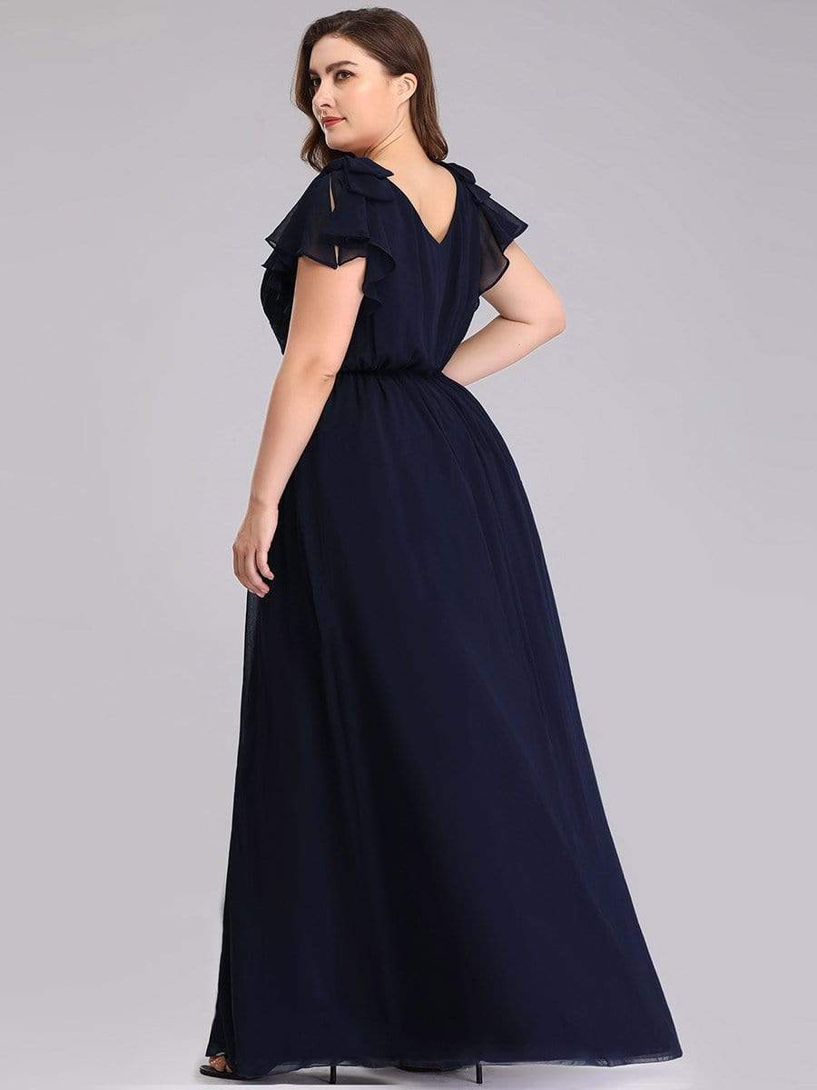 Robe Demoiselle d'Honneur Longue Grande Taille en Mousseline #Couleur_Bleu Marine