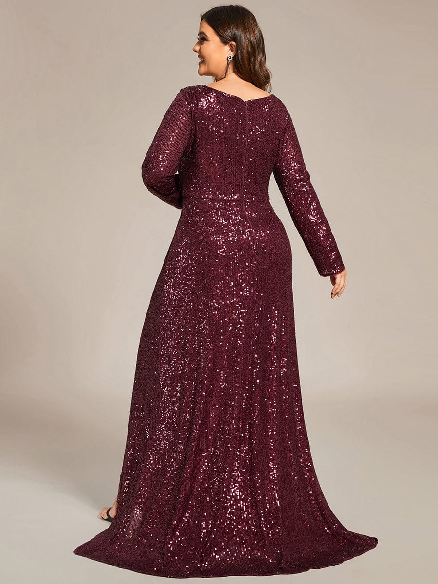 Taille personnalisée Robe de soirée Fente Haute Bodycon Asymétrique #Couleur_Bordeaux